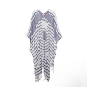 Isaac Mizrahi Navy and White Striped Swim Coverup